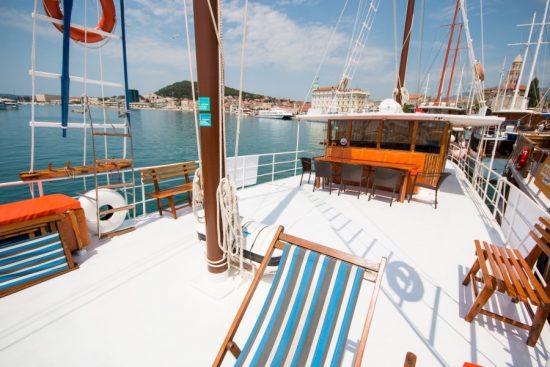 An example of the deck area on board a traditional vessel (Madona)