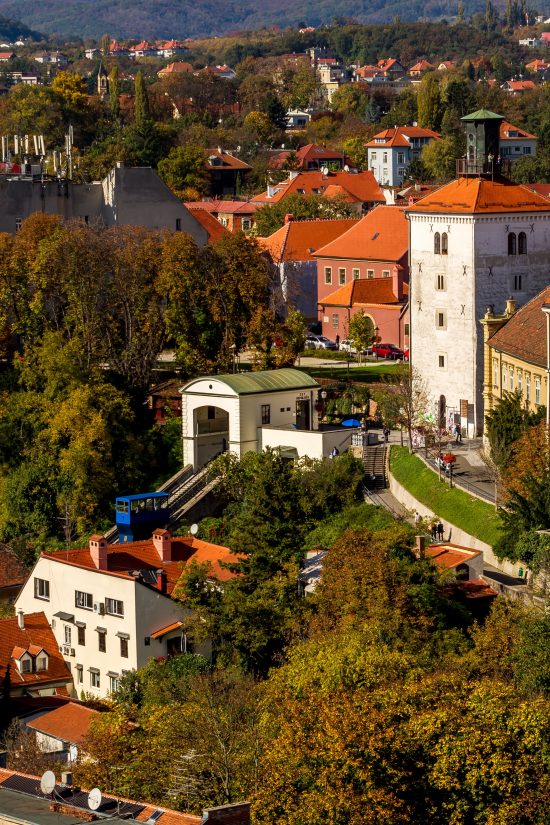 Bird's eye view of Zagreb's Upper Town funicular