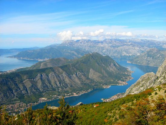 Aerial view of the stunning Bay of Kotor, Montenegro