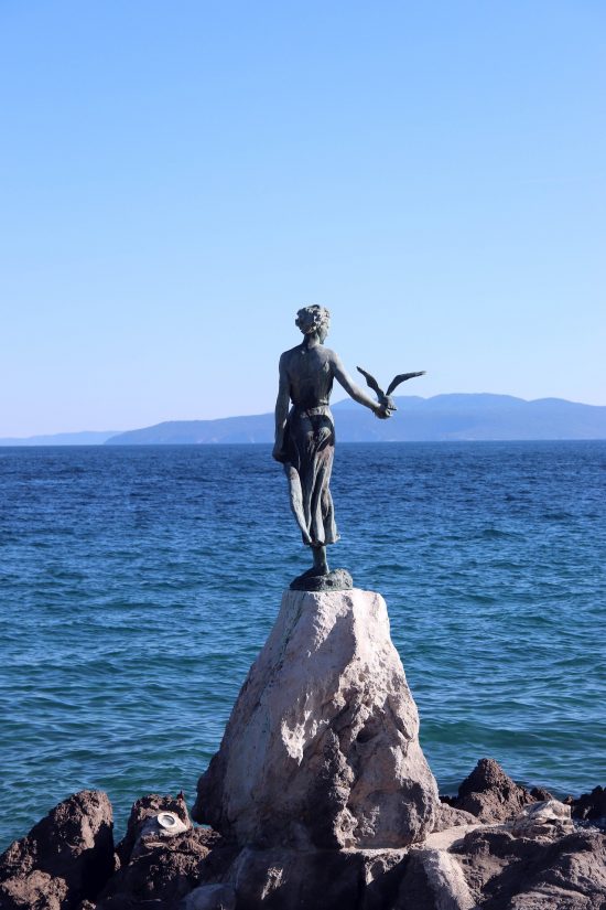 Maiden with the Seagull statue, one of the most recognised statues in Opatija.