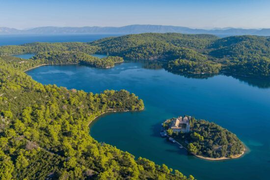 Aerial View of St. Mary's Island in Mljet National Park.