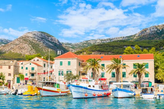 Fishing boats docked in Bol port on Brac Island.