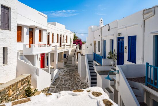 Traditional style Greek houses in Kastro village, Sifnos island
