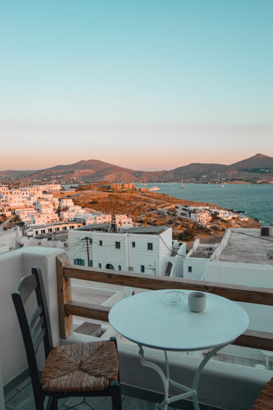 View of a seaside town of Paros